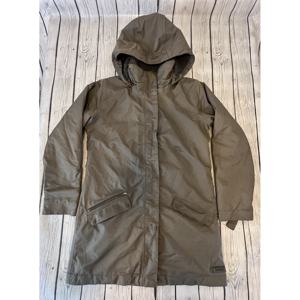 MERRELL Select Dry Taupe Flap Pocket Rain Hard Shell Jacket Coat Size M Stains *